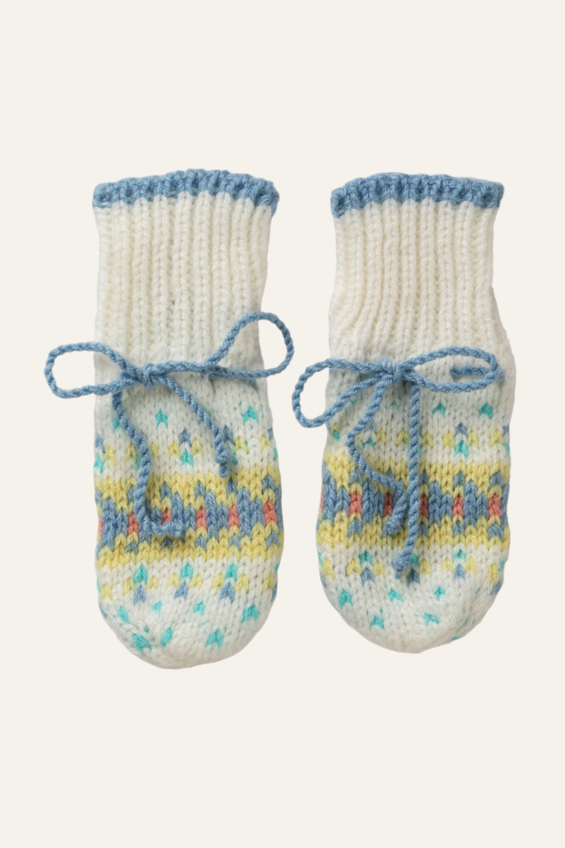 Johnstons of Elgin Baby Handknits Skyline Hand Knitted Cashmere Fairisle Baby Mittens JA000137SD0309