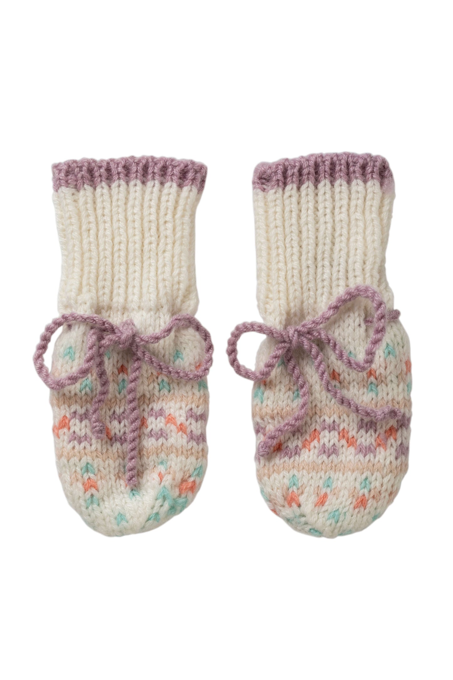 Johnstons of Elgin Baby Handknits Guimauve Hand Knitted Cashmere Fairisle Baby Mittens 79013SE4845