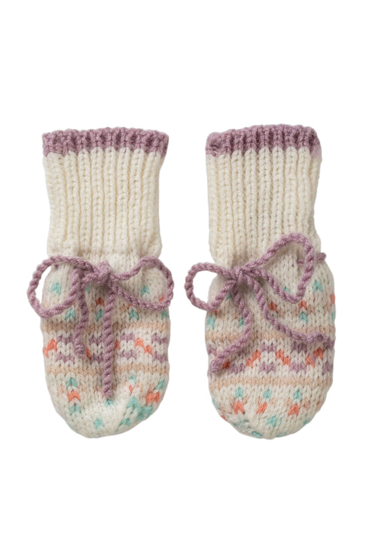 Johnstons of Elgin Baby Handknits Guimauve Hand Knitted Cashmere Fairisle Baby Mittens JA000137SE4845