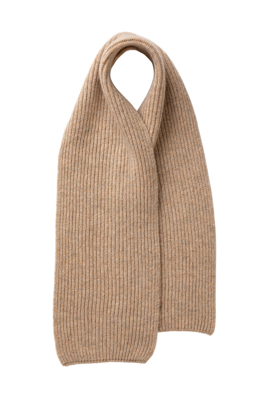 Johnstons of Elgin AW24 Children's Knitted Accessory Oatmeal Children's Cashmere Ribbed Scarf HAA03493HB0210ONE