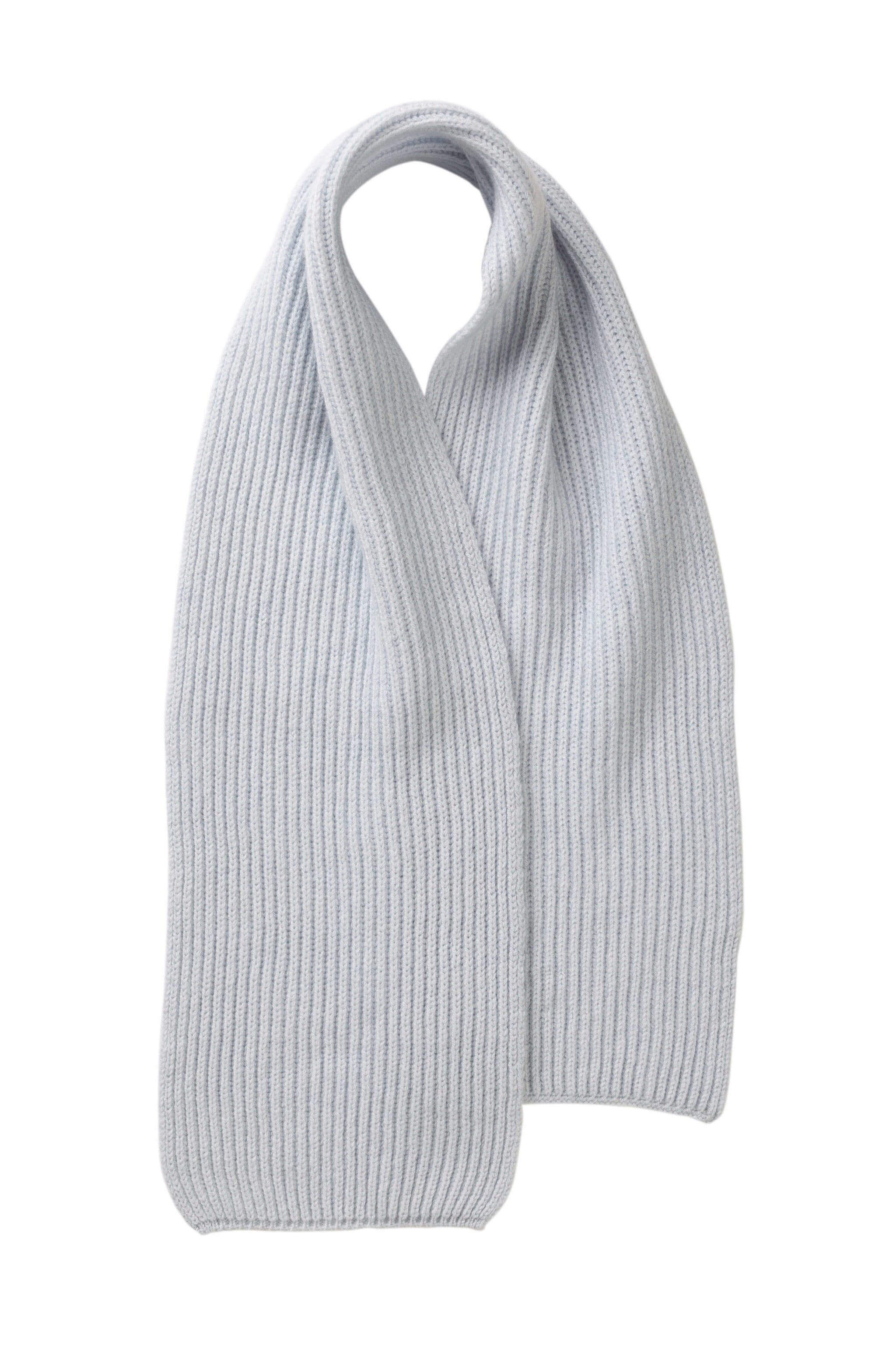 Cashmere Light Blue Ribbed Scarf