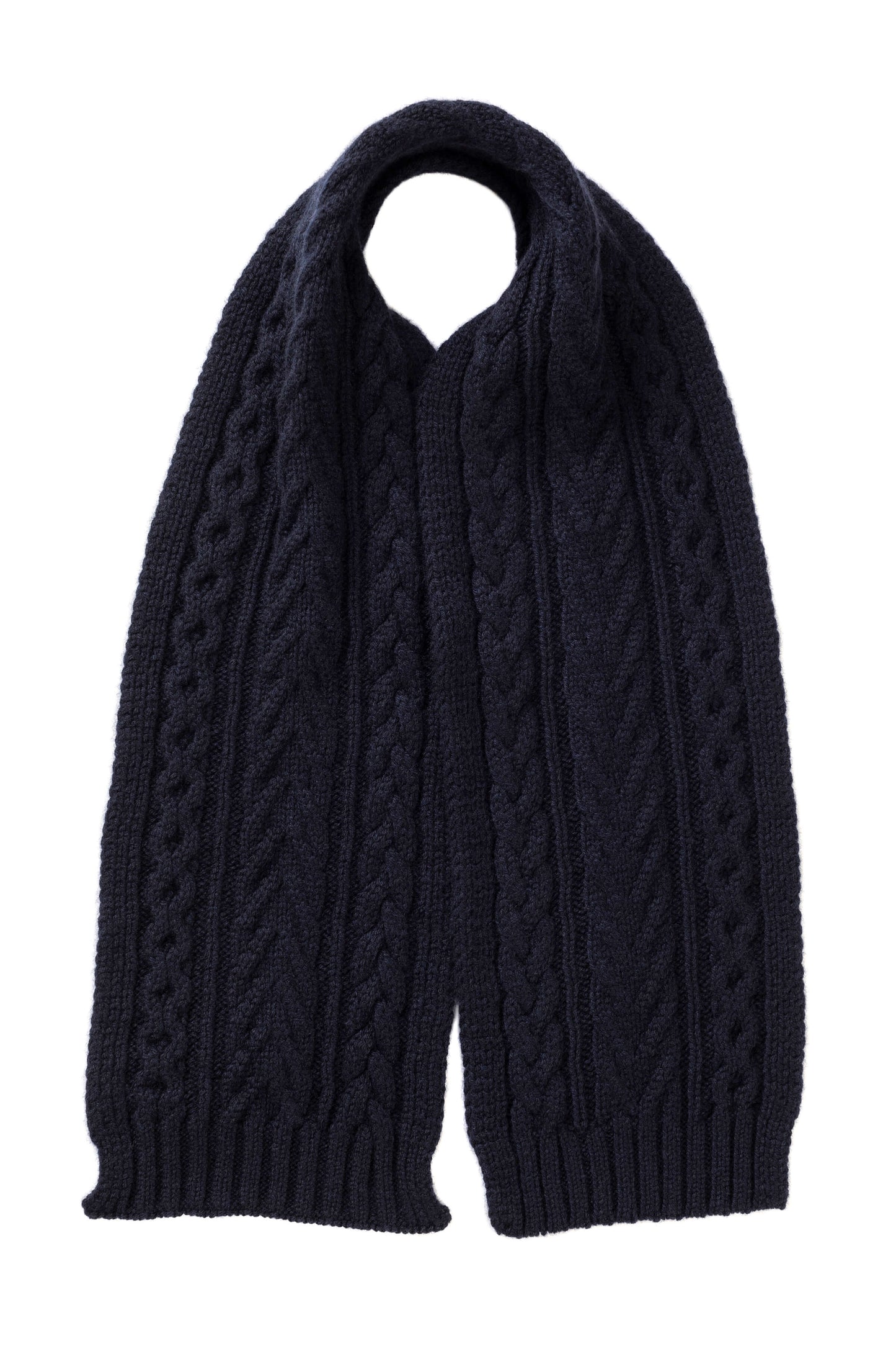 Johnstons of Elgin AW24 Children's Knitted Accessory Dark Navy Children's Aran Cashmere Scarf HAC03437SD7286ONE