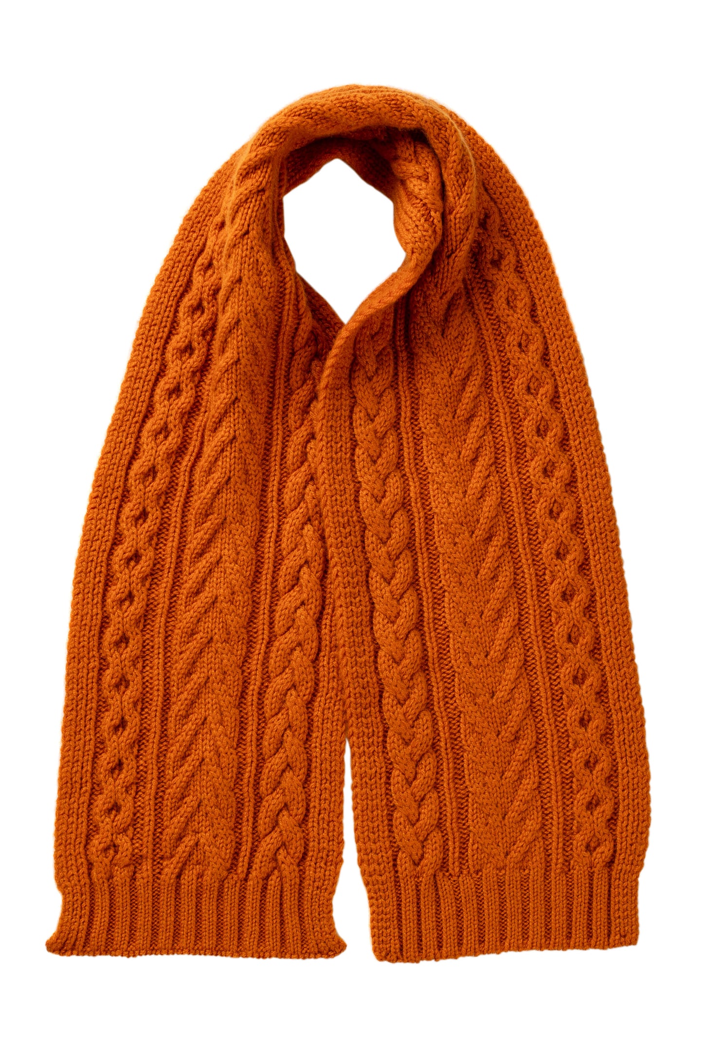 Johnstons of Elgin AW24 Children's Knitted Accessory Burnt Orange Children's Aran Cashmere Scarf HAC03437SG4199ONE