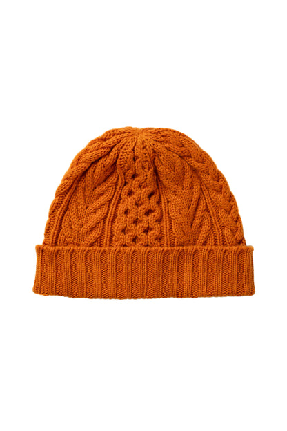 Johnstons of Elgin AW24 Children's Knitted Accessory Burnt Orange Children's Aran Cashmere Beanie HAC03436SG4199