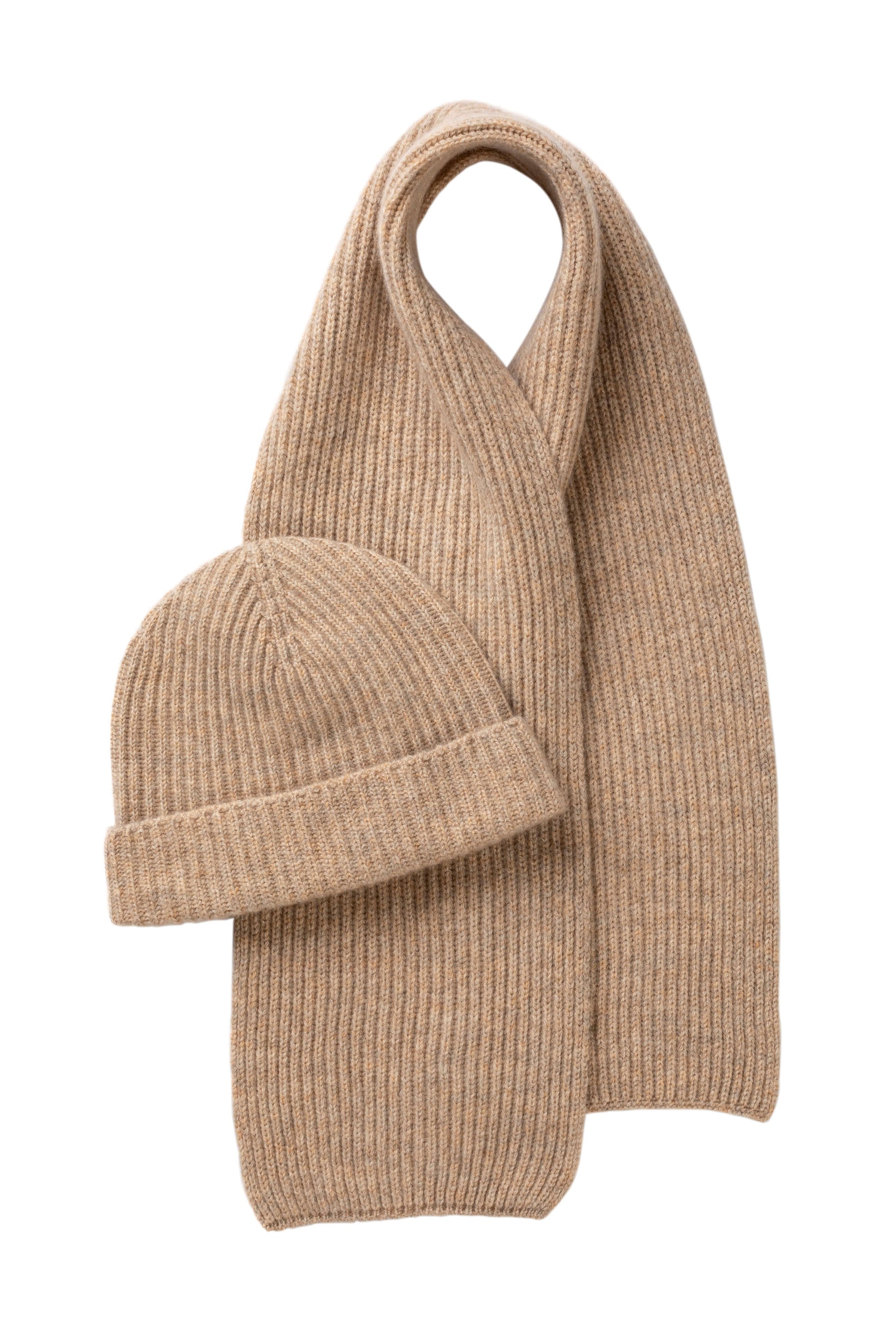 Johnstons of Elgin Children's Beanie & Scarf Gift Set in Oatmeal CHILDGIFTSET1A