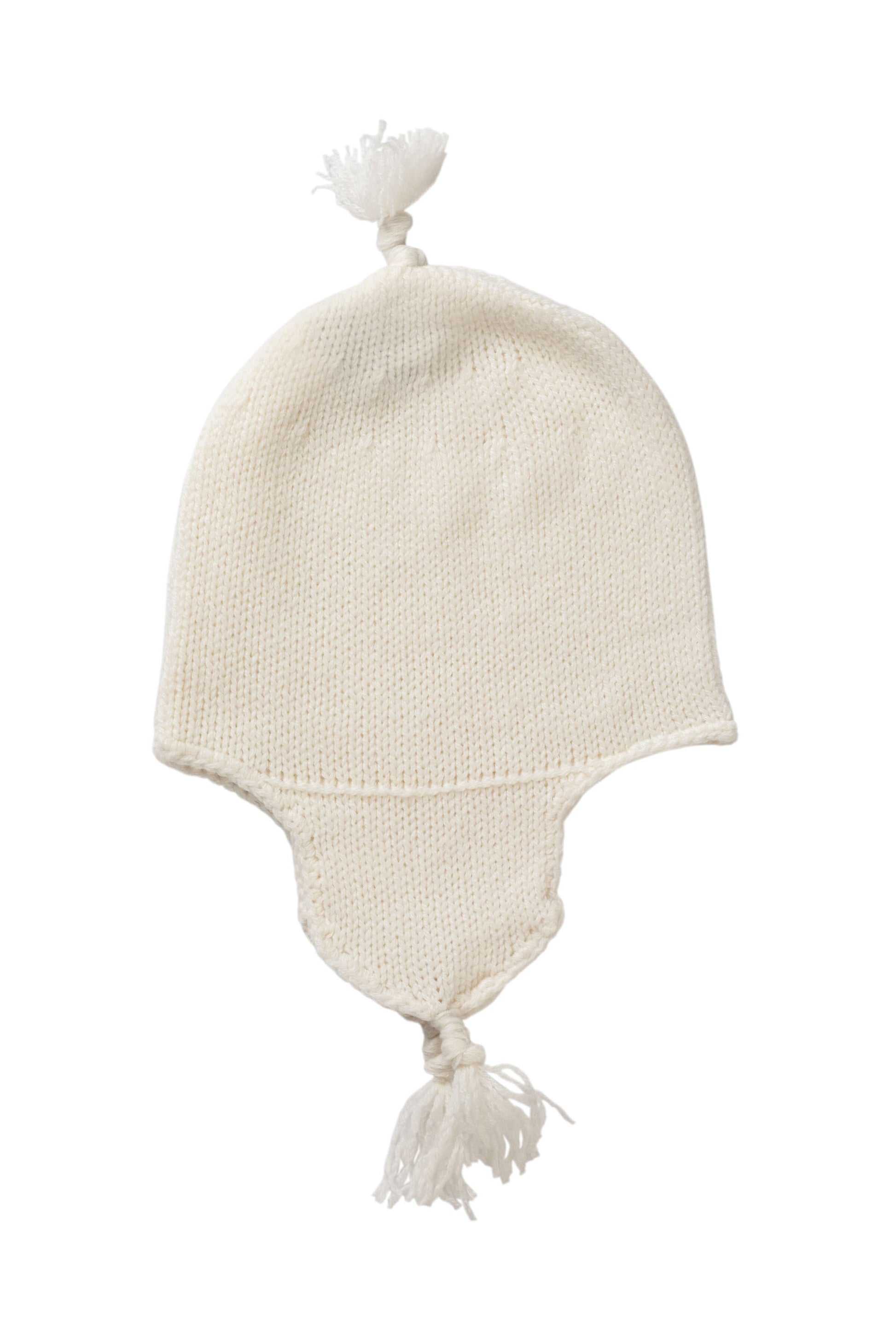 Johnstons of Elgin Baby Handknits Ecru Cashmere Baby Hat with Tassel 79010SA0132ONE