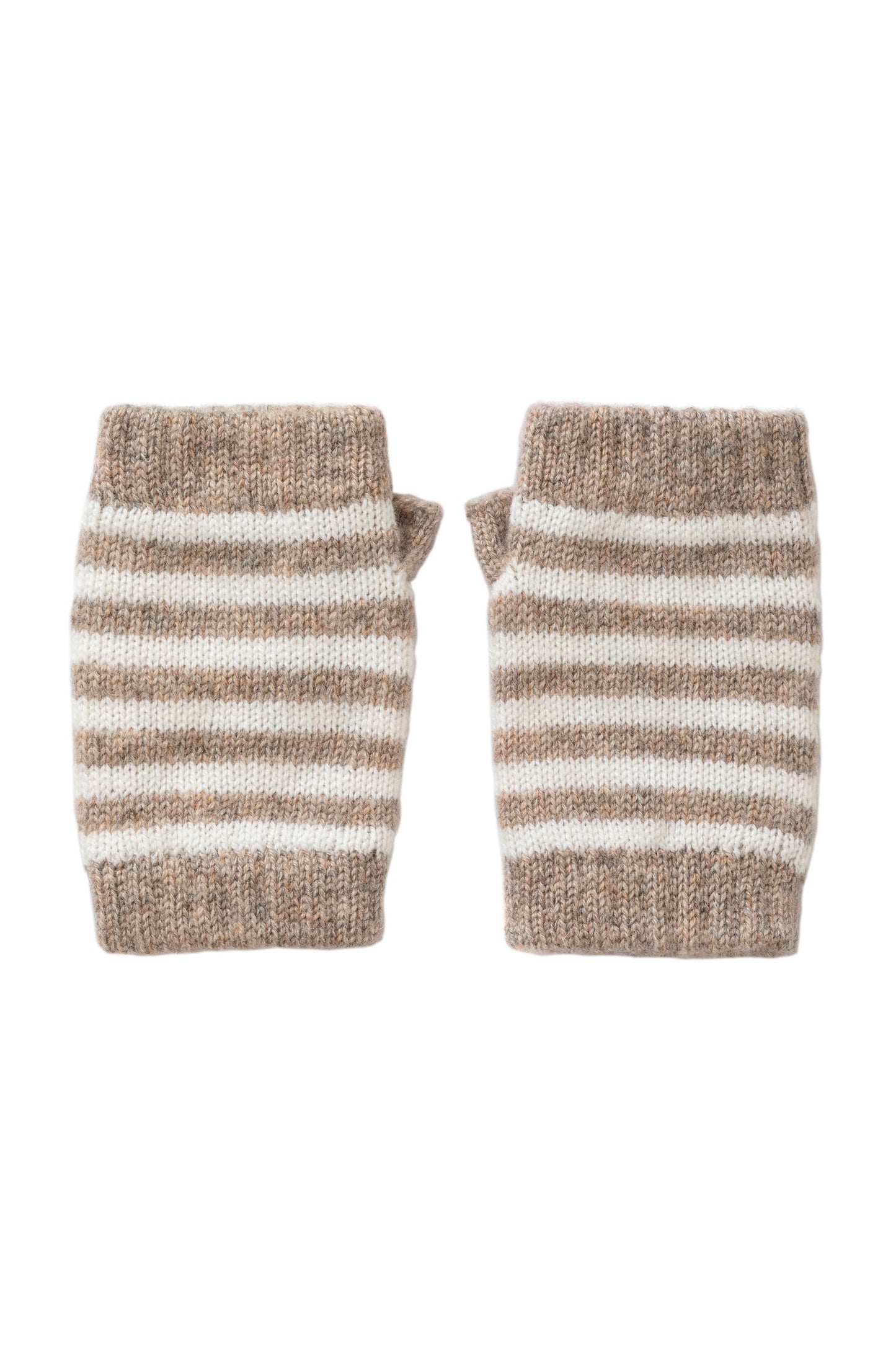 Johnstons of Elgin AW24 Children's Knitted Accessory SFA Ash & Luna Stripy Children's Cashmere Wristwarmers HAY01438Q24717