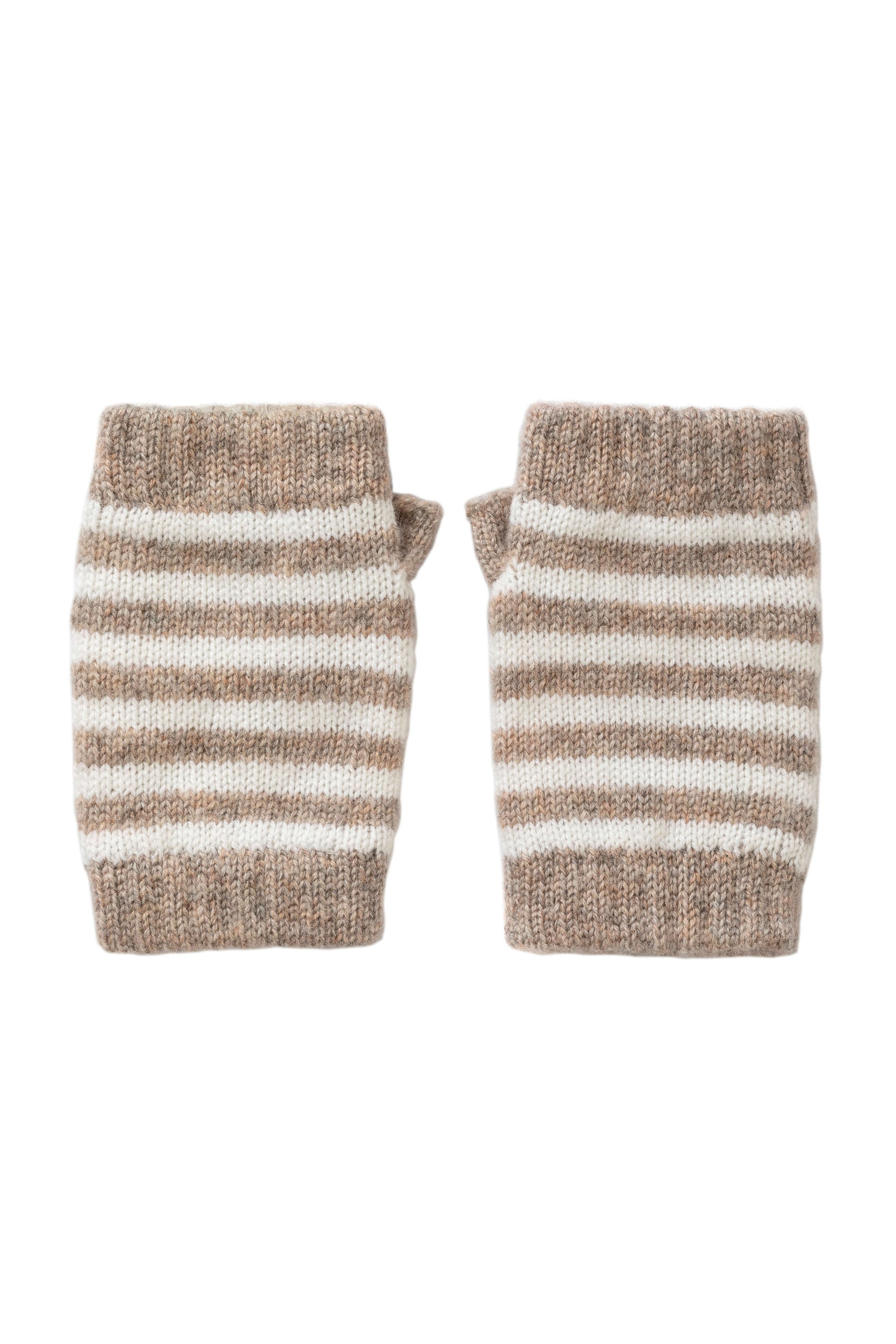 Johnstons of Elgin AW24 Children's Knitted Accessory SFA Ash & Luna Stripy Children's Cashmere Wristwarmers HAY01438Q24717