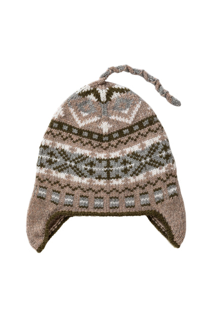 Johnstons of Elgin AW24 Children's Knitted Accessory Ash Children's Cashmere Fairisle Inca Beanie HAY03438Q24715