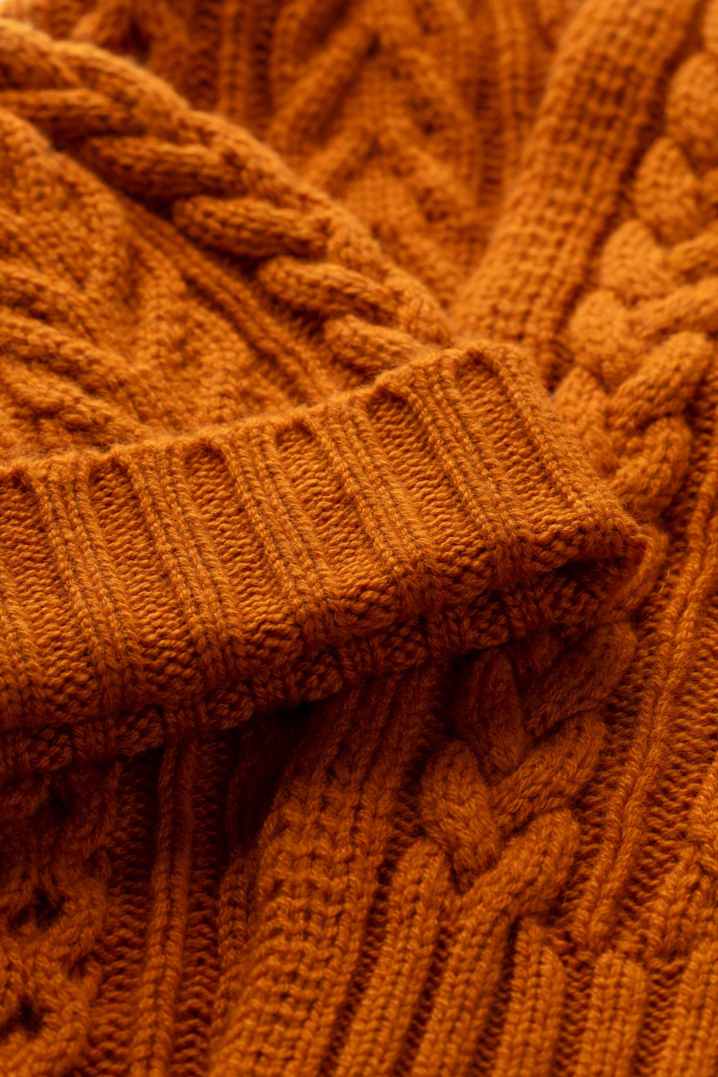 Johnstons of Elgin AW24 Children's Knitted Accessory Burnt Orange Children's Aran Cashmere Beanie HAC03436SG4199