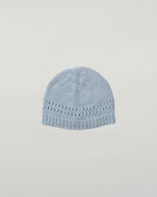 Johnstons of Elgin Baby Handknits Powder Blue Hand Knitted Cashmere Baby Beanie JA000132SD0167ONE