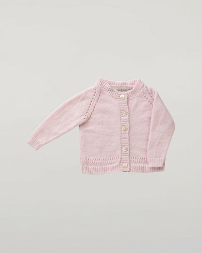 Johnstons of Elgin Baby Handknits Blush Hand Knit Cashmere Baby Cardigan & Cashmere Beanie Giftset AW21GIFTSET19B