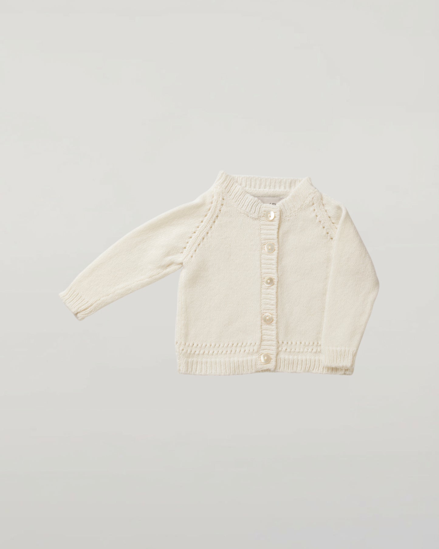 Johnstons of Elgin Baby Handknits ECRU Hand Knit Cashmere Baby Cardigan & Cashmere Beanie Giftset AW21GIFTSET19A