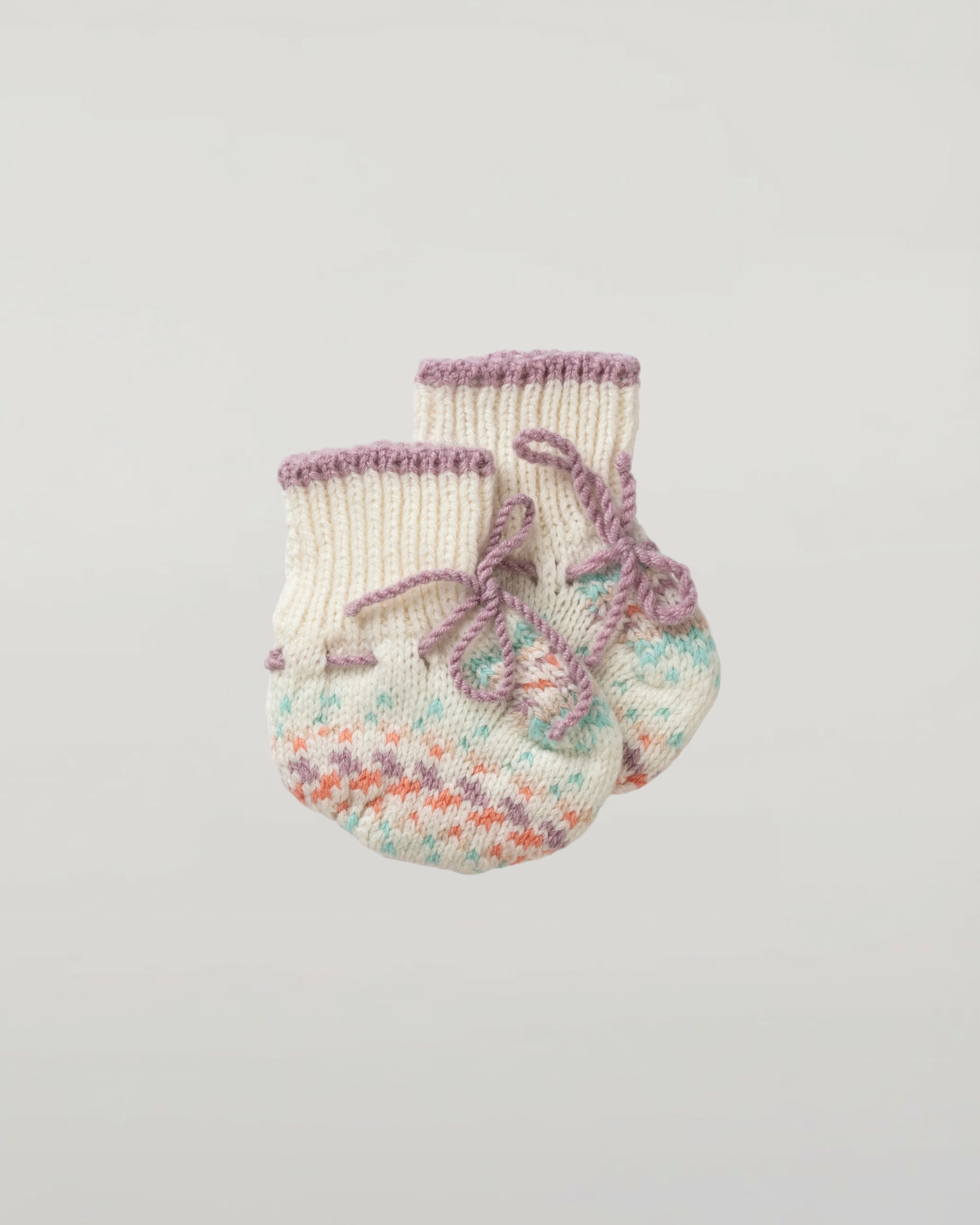 Johnstons of Elgin Baby Handknits GUIMAUVE (PINK) Hand Knit Fairisle Cashmere Baby Booties JA000138SE4845