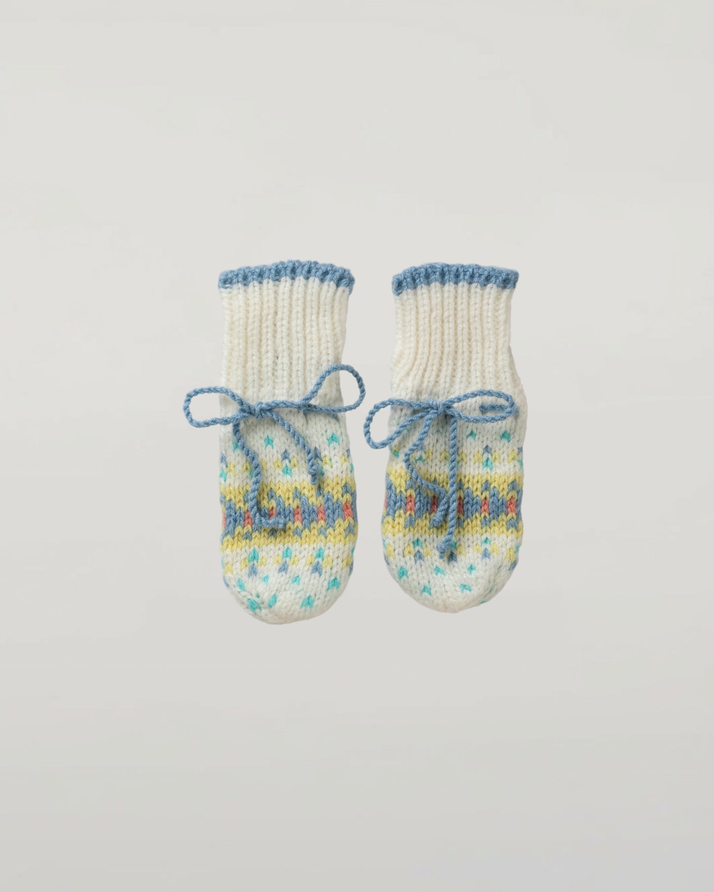 Johnstons of Elgin Baby Handknits Skyline Hand Knitted Cashmere Fairisle Baby Mittens JA000137SD0309