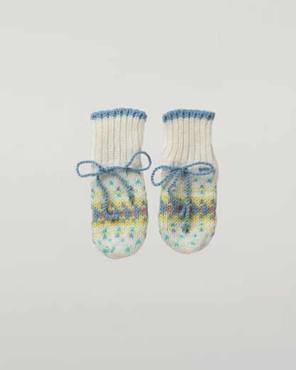Johnstons of Elgin Baby Handknits Skyline Hand Knitted Cashmere Fairisle Baby Mittens JA000137SD0309