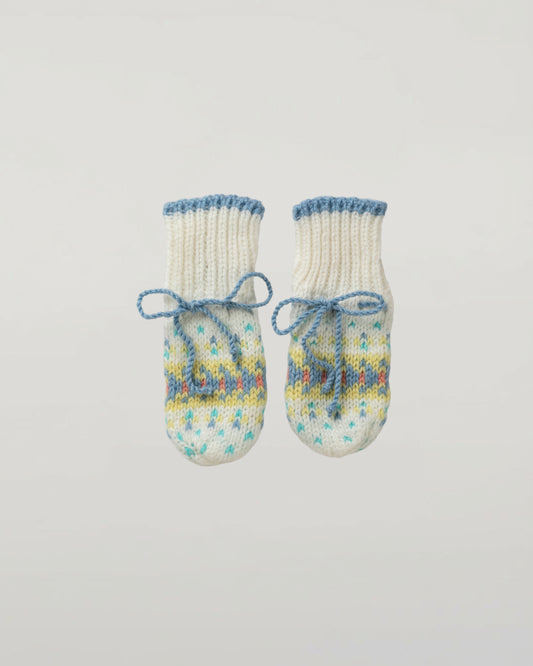 Johnstons of Elgin Baby Handknits Skyline Hand Knitted Cashmere Fairisle Baby Mittens JA000137SD0309