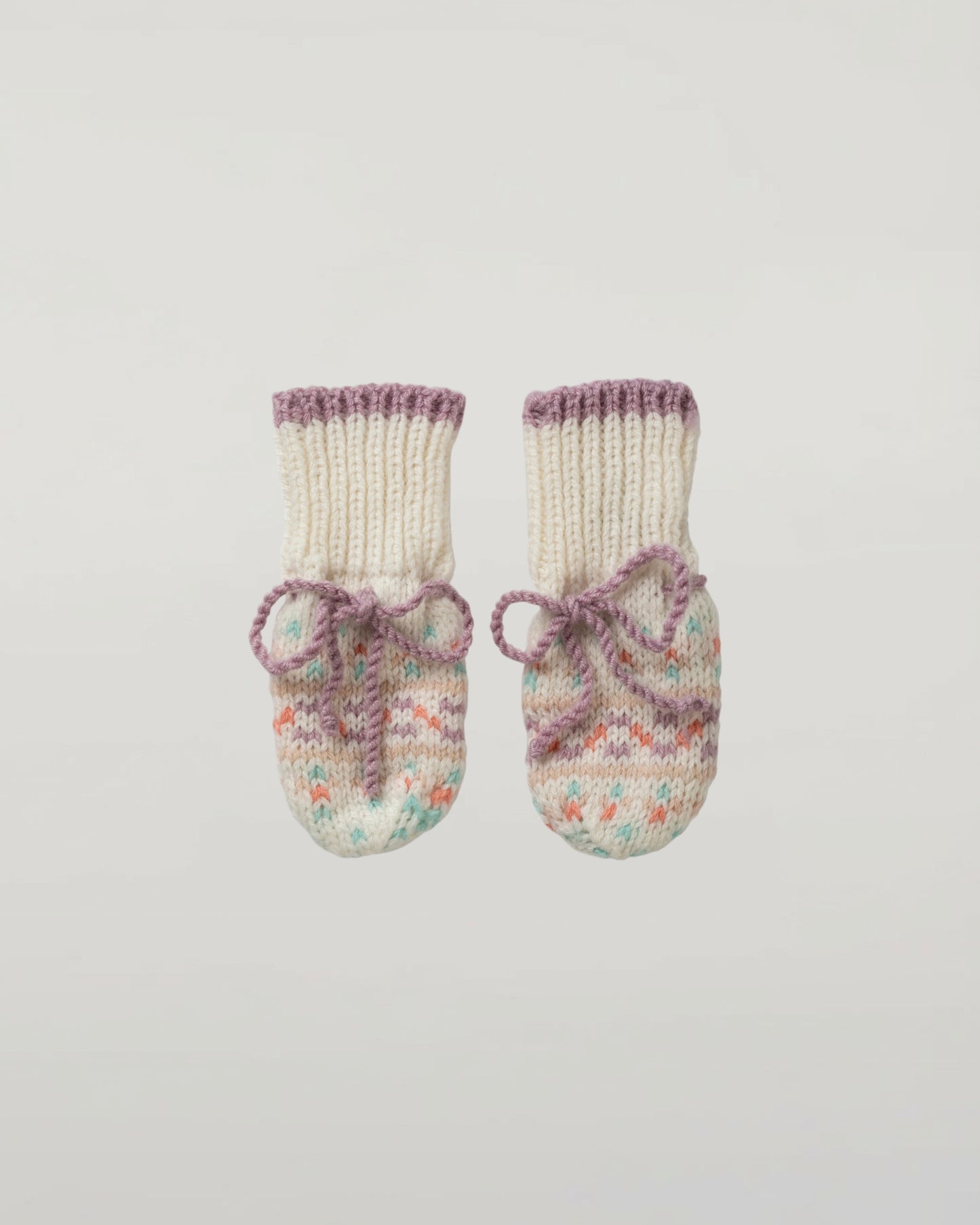 Johnstons of Elgin Baby Handknits Guimauve Hand Knitted Cashmere Fairisle Baby Mittens JA000137SE4845