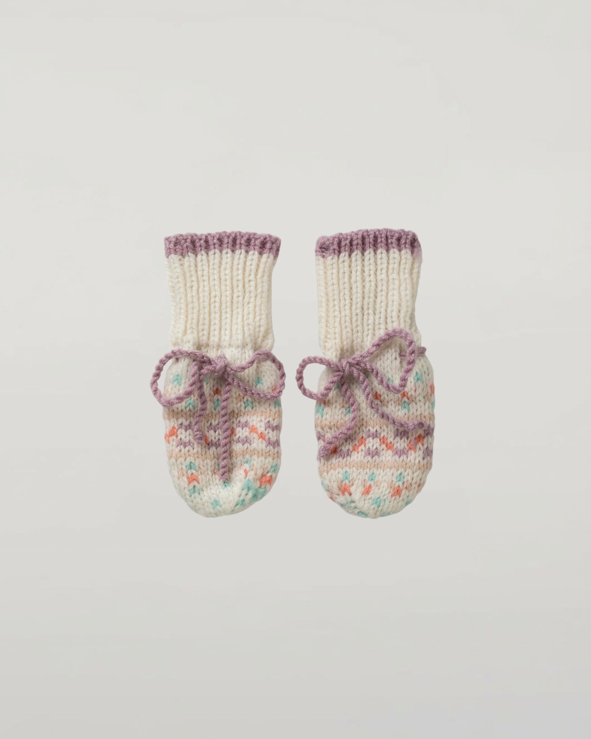 Johnstons of Elgin Baby Handknits Guimauve Hand Knitted Cashmere Fairisle Baby Mittens JA000137SE4845