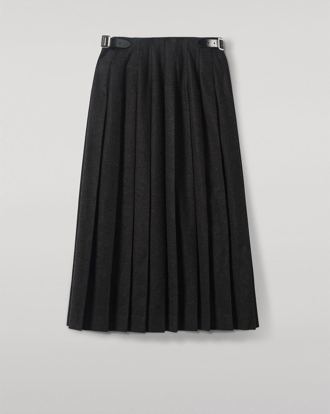 LE KILT X JOHNSTONS OF ELGIN LONG CHARCOAL KILT IN WOOL AND CASHMERE TB000844RU7750