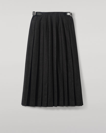 LE KILT X JOHNSTONS OF ELGIN LONG CHARCOAL KILT IN WOOL AND CASHMERE TB000844RU7750