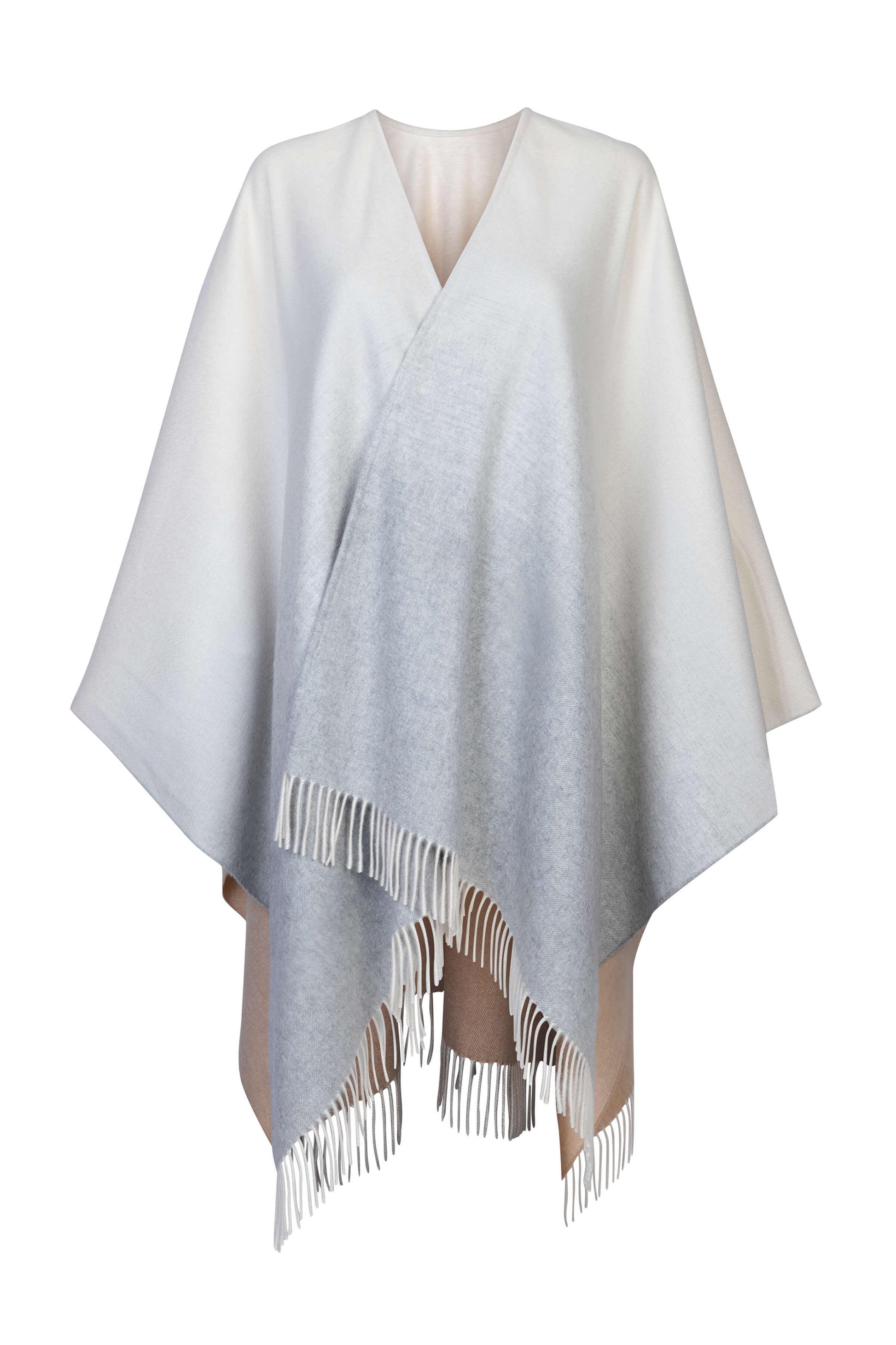 Johnstons of Elgin Ombré Cashmere Cape in Camel & Silver TA000360RU7374ONE