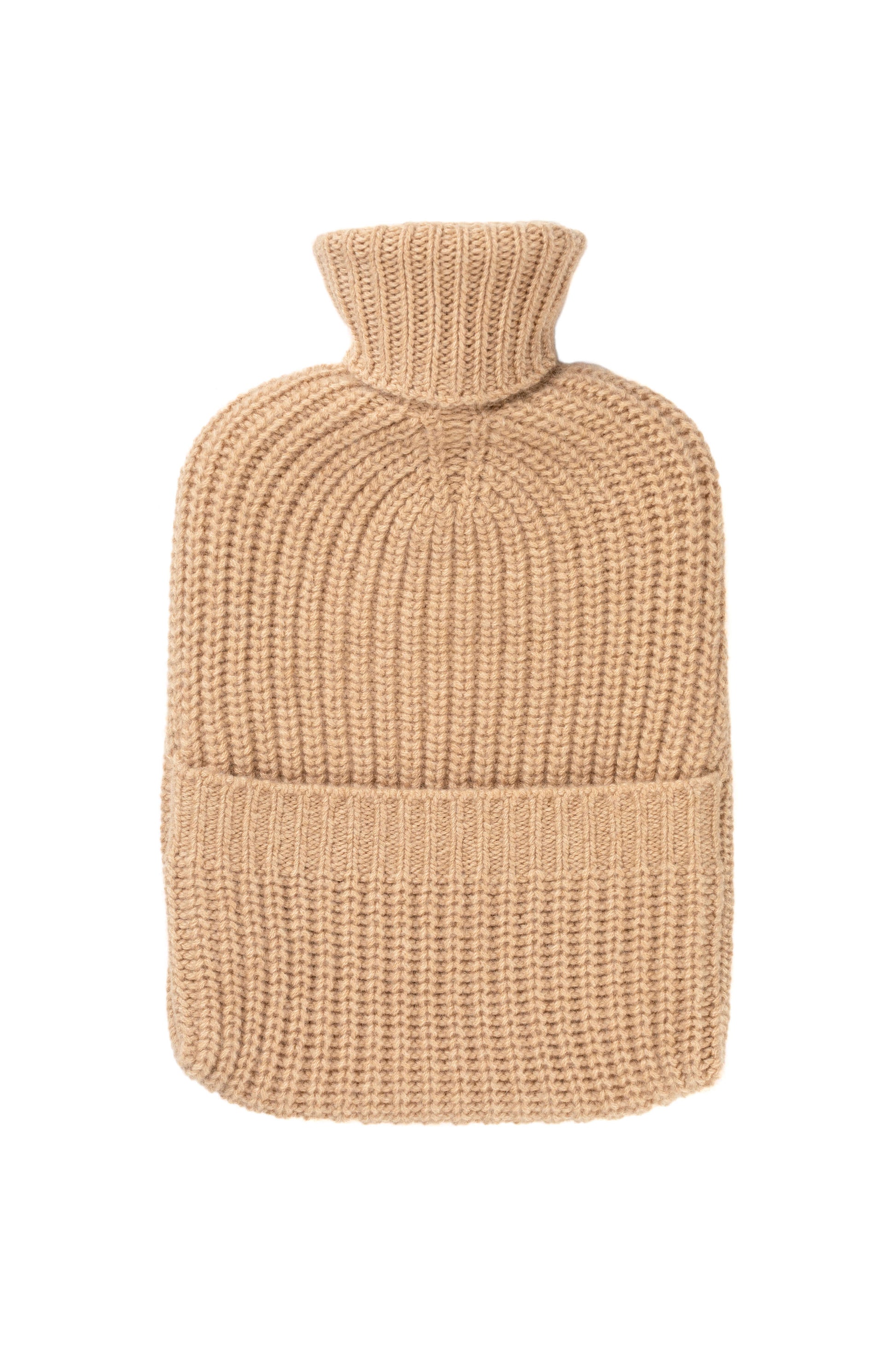 Johnstons of Elgin Cashmere Accessories Light Camel Ribbed Cashmere Hot Water Bottle PA000062HB0205