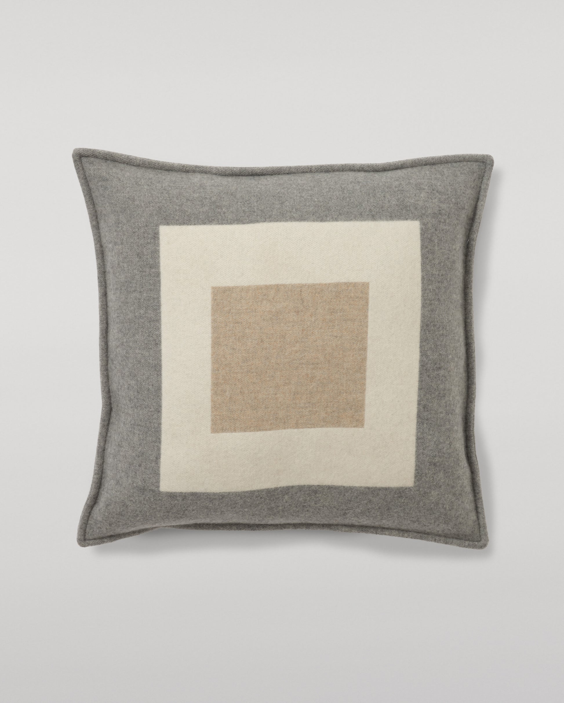 Johnstons of Elgin 100% Cashmere Art Geometric Cushion in Contemporary Neutrals of Grey, Cream and Light Brown PA000152RU7826ONE