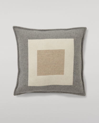 Johnstons of Elgin 100% Cashmere Art Geometric Cushion in Contemporary Neutrals of Grey, Cream and Light Brown PA000152RU7826ONE