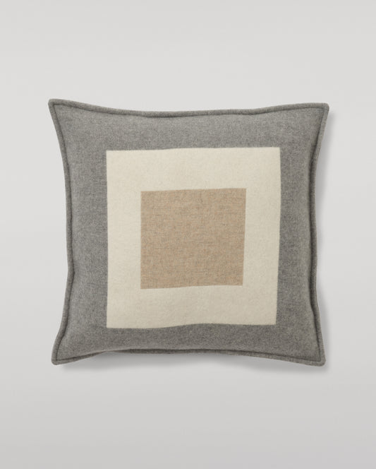 Johnstons of Elgin 100% Cashmere Art Geometric Cushion in Contemporary Neutrals of Grey, Cream and Light Brown PA000152RU7826ONE