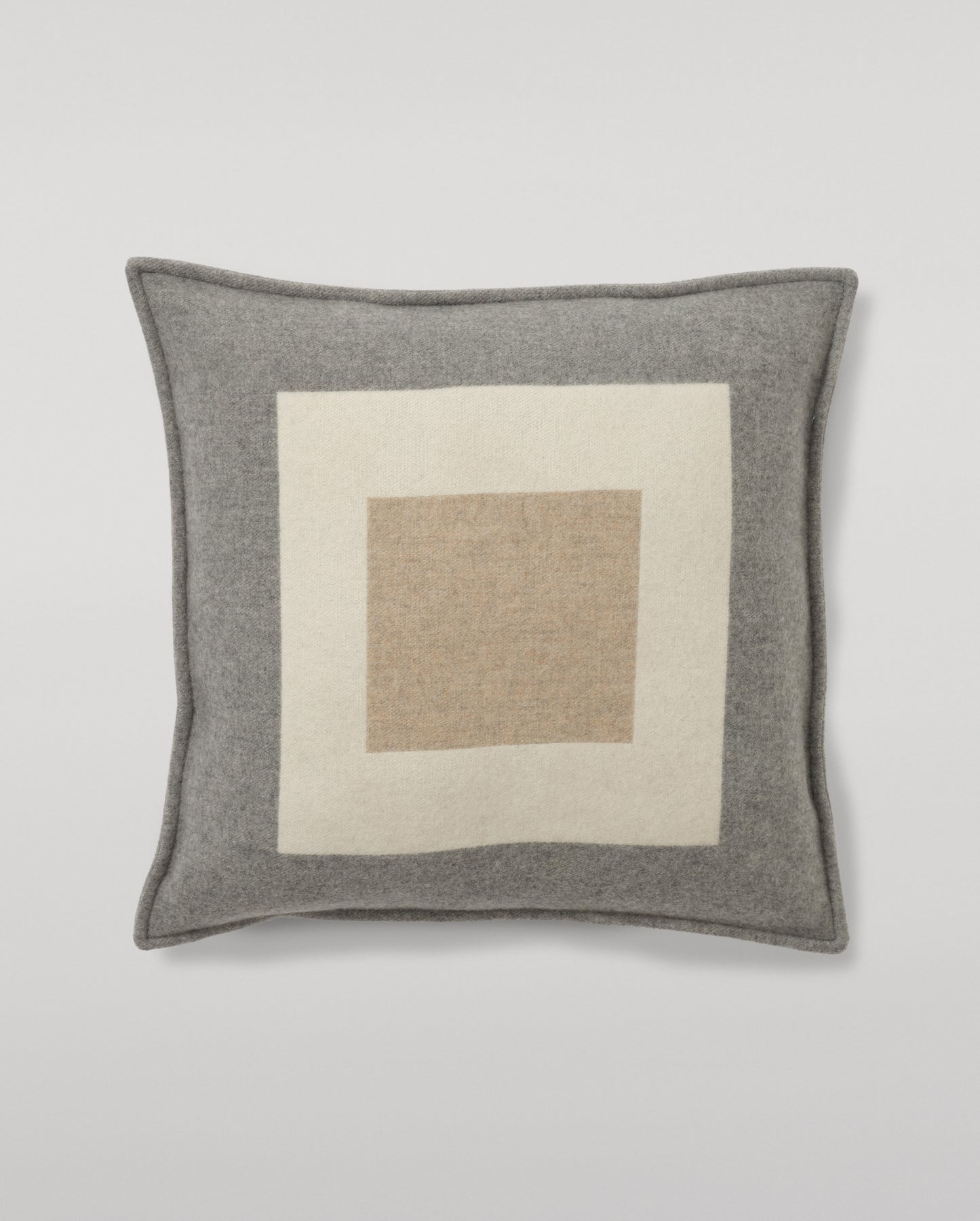 Johnstons of Elgin 100% Cashmere Art Geometric Cushion in Contemporary Neutrals of Grey, Cream and Light Brown PA000152RU7826ONE