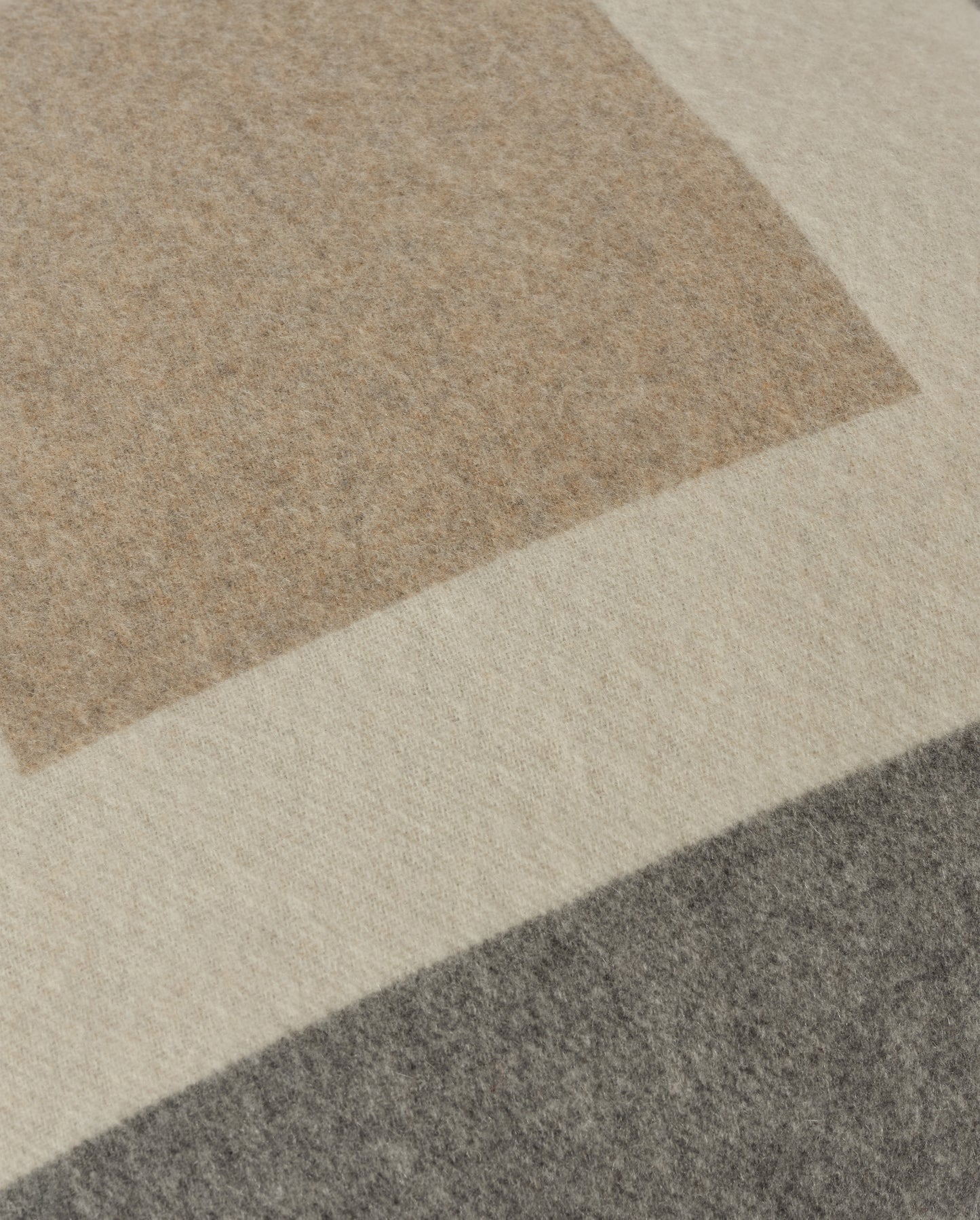 Johnstons of Elgin 100% Cashmere Art Geometric Cushion in Contemporary Neutrals of Grey, Cream and Light Brown PA000152RU7826ONE