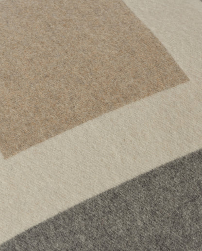 Johnstons of Elgin 100% Cashmere Art Geometric Cushion in Contemporary Neutrals of Grey, Cream and Light Brown PA000152RU7826ONE