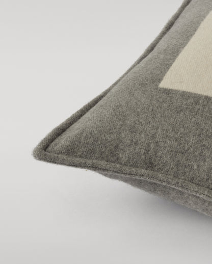 Johnstons of Elgin 100% Cashmere Art Geometric Cushion in Contemporary Neutrals of Grey, Cream and Light Brown PA000152RU7826ONE