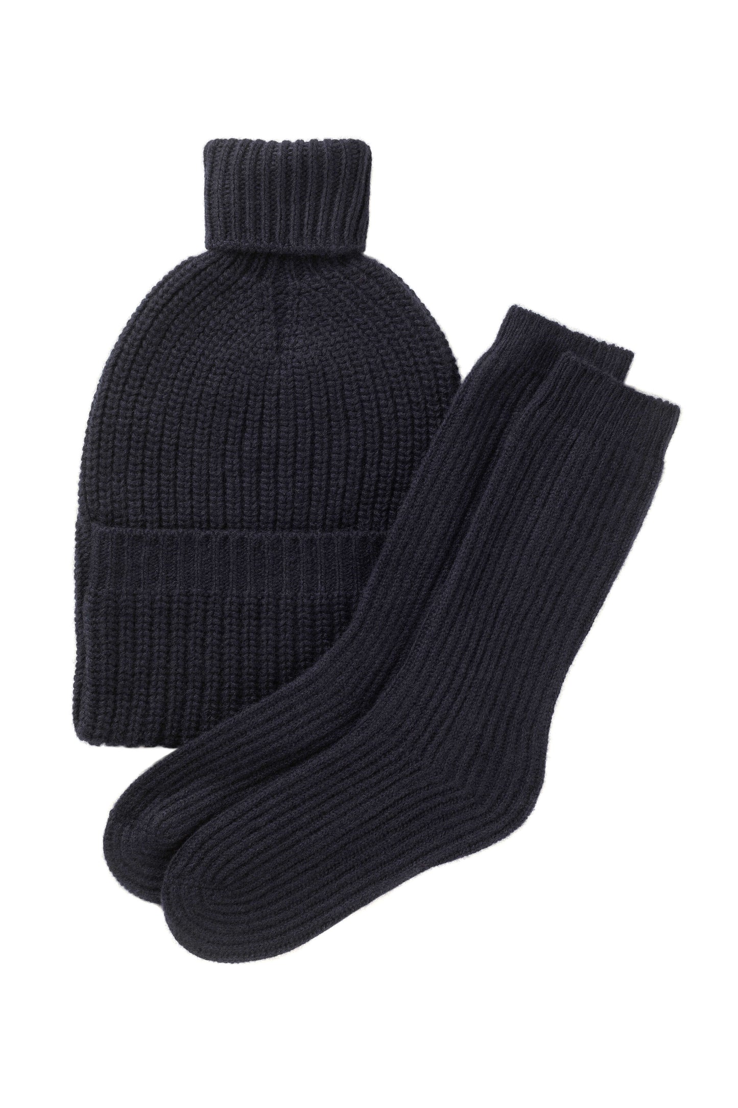 Johnstons of Elgin AW24 Knitted Accessory Dark Navy Cashmere Hot Water Bottle PA000062SD7286