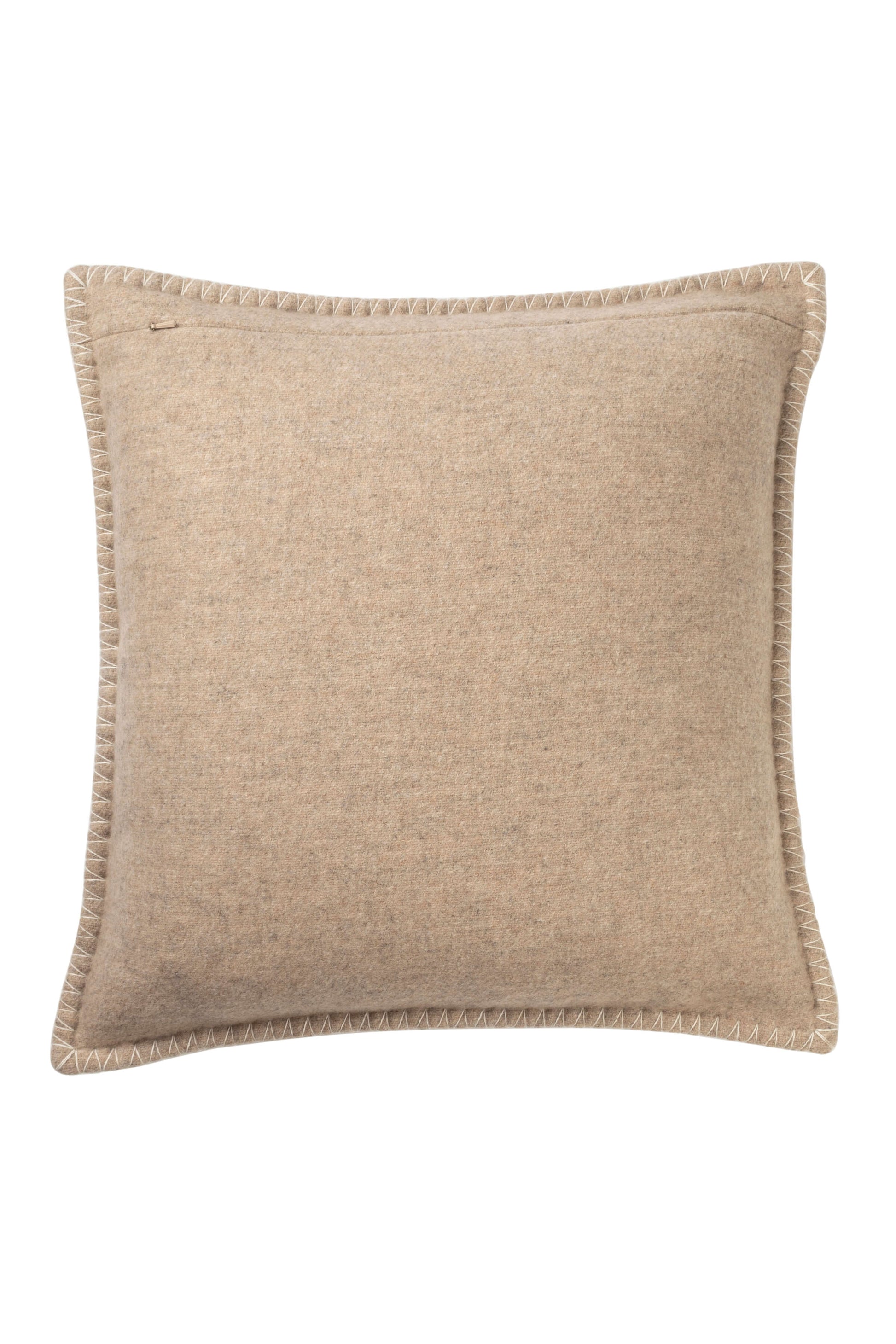 Johnstons of Elgin’s Natural & White Herringbone Jacquard Cushion on white background PB000059RU6975ONE