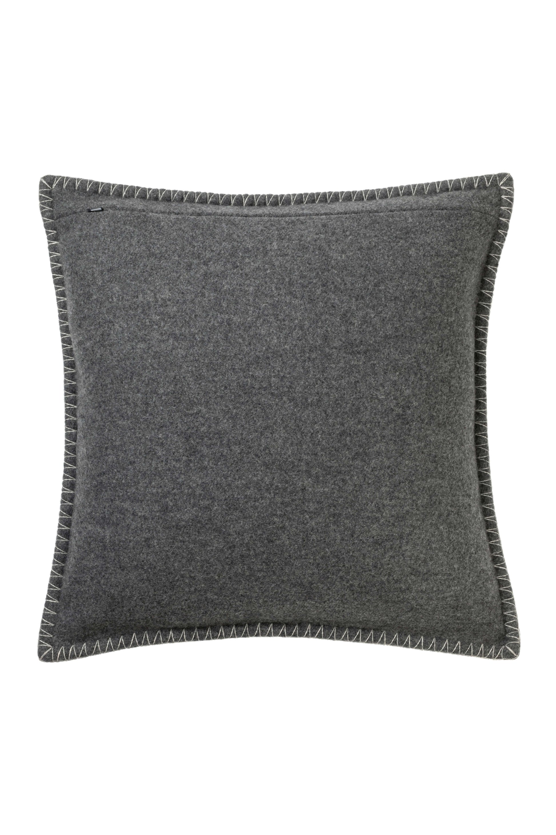 Johnstons of Elgin’s Silver & Dark Grey Herringbone Jacquard Cushion on white background PB000059RU6977ONE