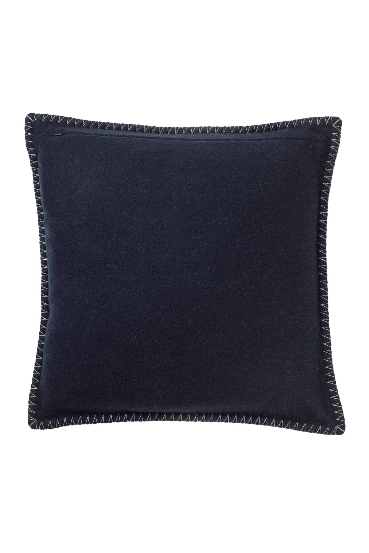 Johnstons of Elgin’s Navy & Mid Grey Herringbone Jacquard Cushion on white background PB000059RU6978ONE