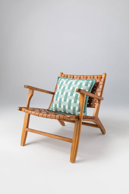 Blanket Stitched Basketweave Cushion