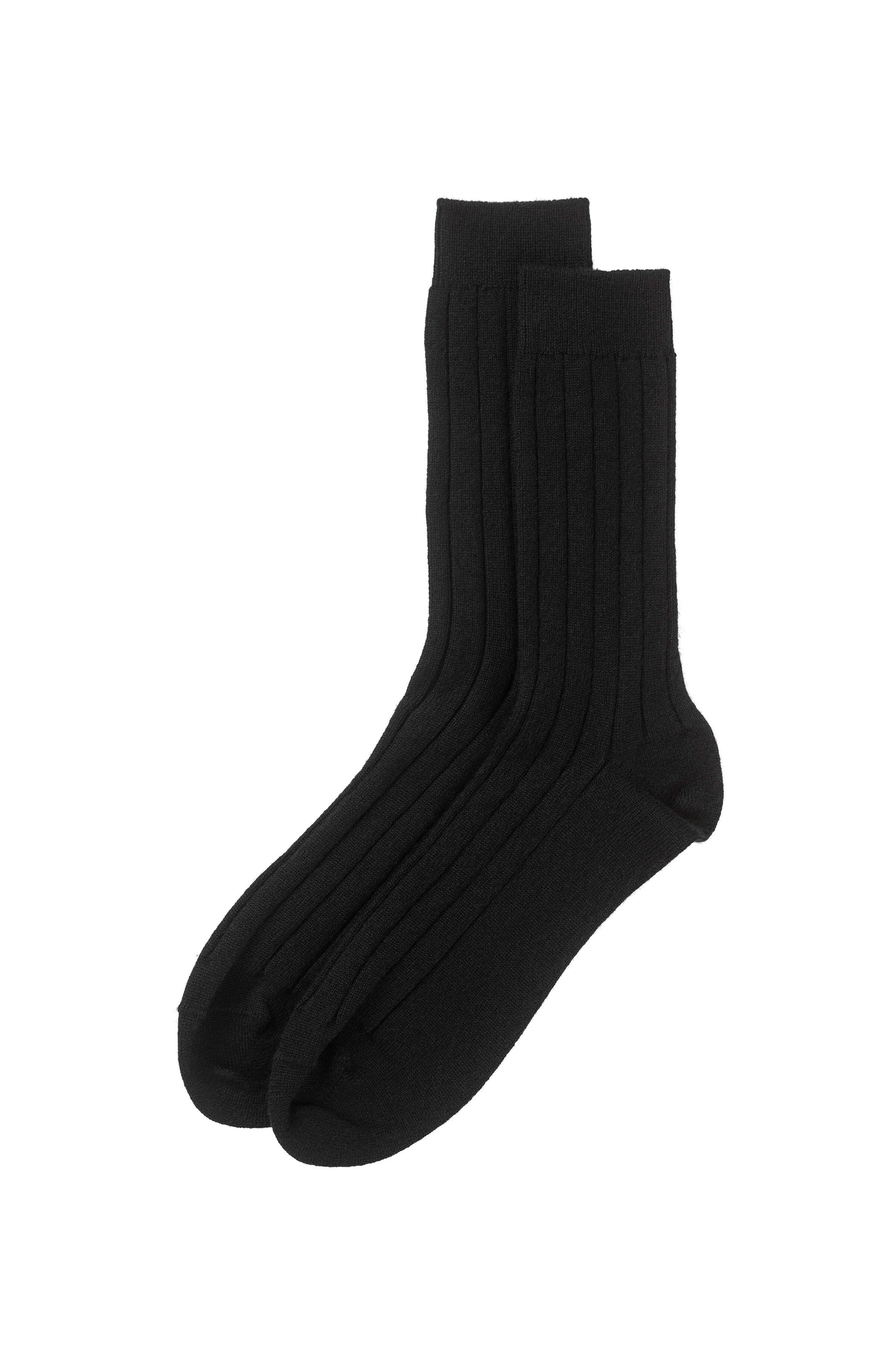 Johnstons of Elgin's Black Men's Cashmere Ribbed Socks 365GIFTSET2E