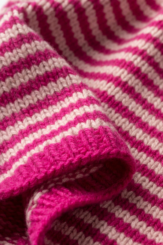 Johnstons of Elgin Stripy Hand Knitted Children's Cashmere Snood in Fandango & Orchid 76198ZZZ108ONE