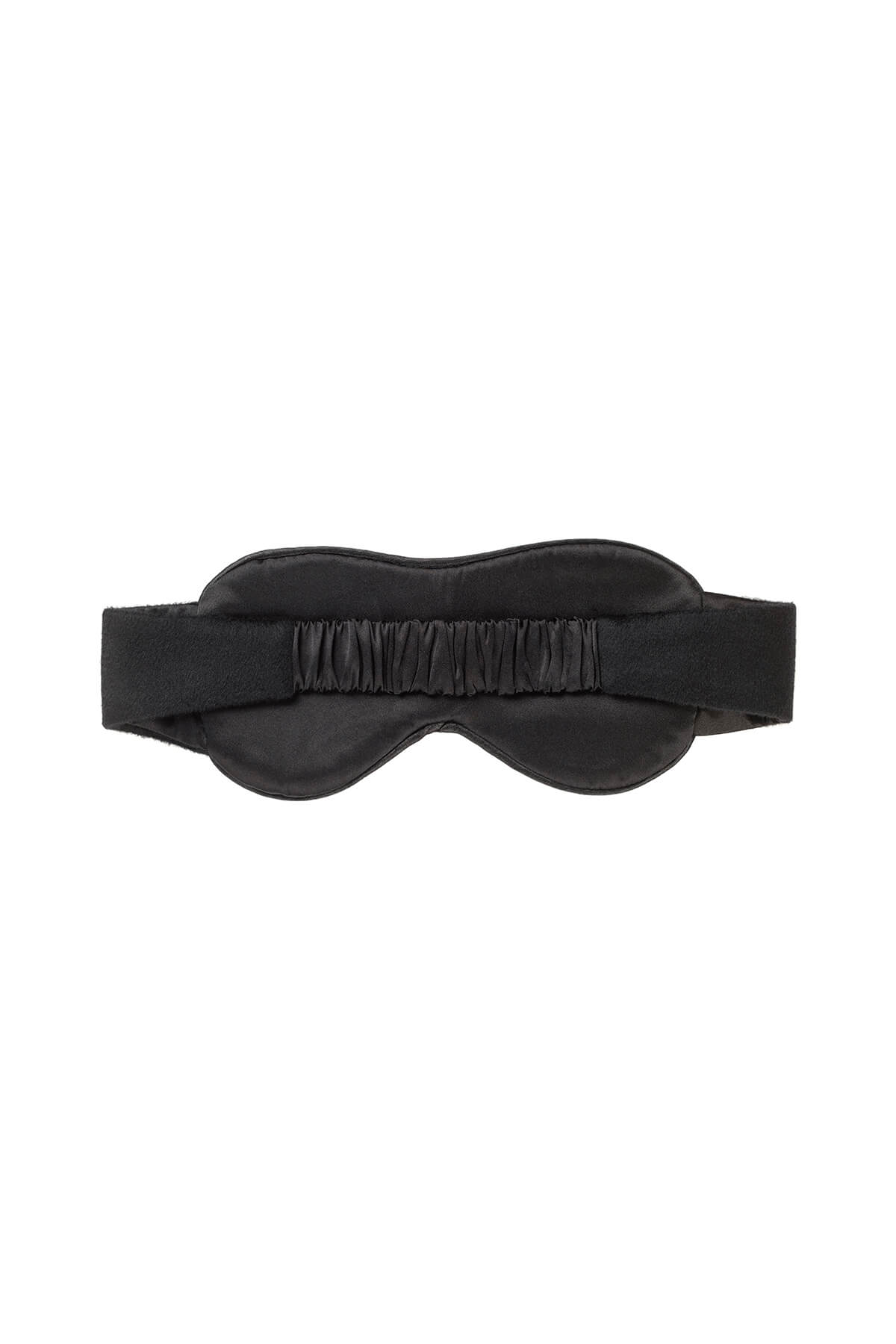 Reverse of Johnstons of Elgin Cashmere Eye Mask with Silk Lining in Black on a white background TA0003406841ONE