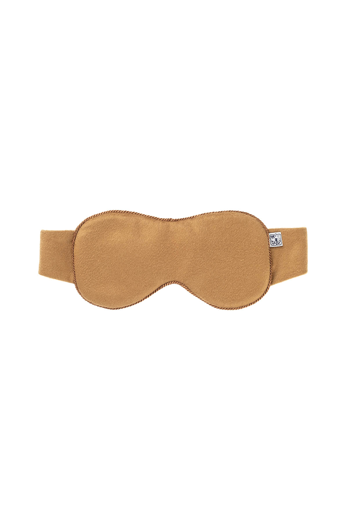 Johnstons of Elgin Cashmere Eye Mask with Silk Lining in Camel on a white background TA0003407310ONE