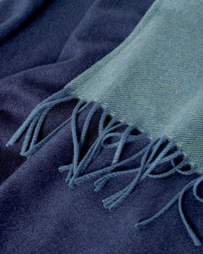 Johnstons of Elgin AW25 Woven Accessories Seascape & Navy Blue Ombré Cashmere Cape Front View TA000360RU7686ONE