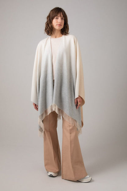 Johnstons of Elgin Ombré Cashmere Cape in Camel & Silver TA000360RU7374ONE