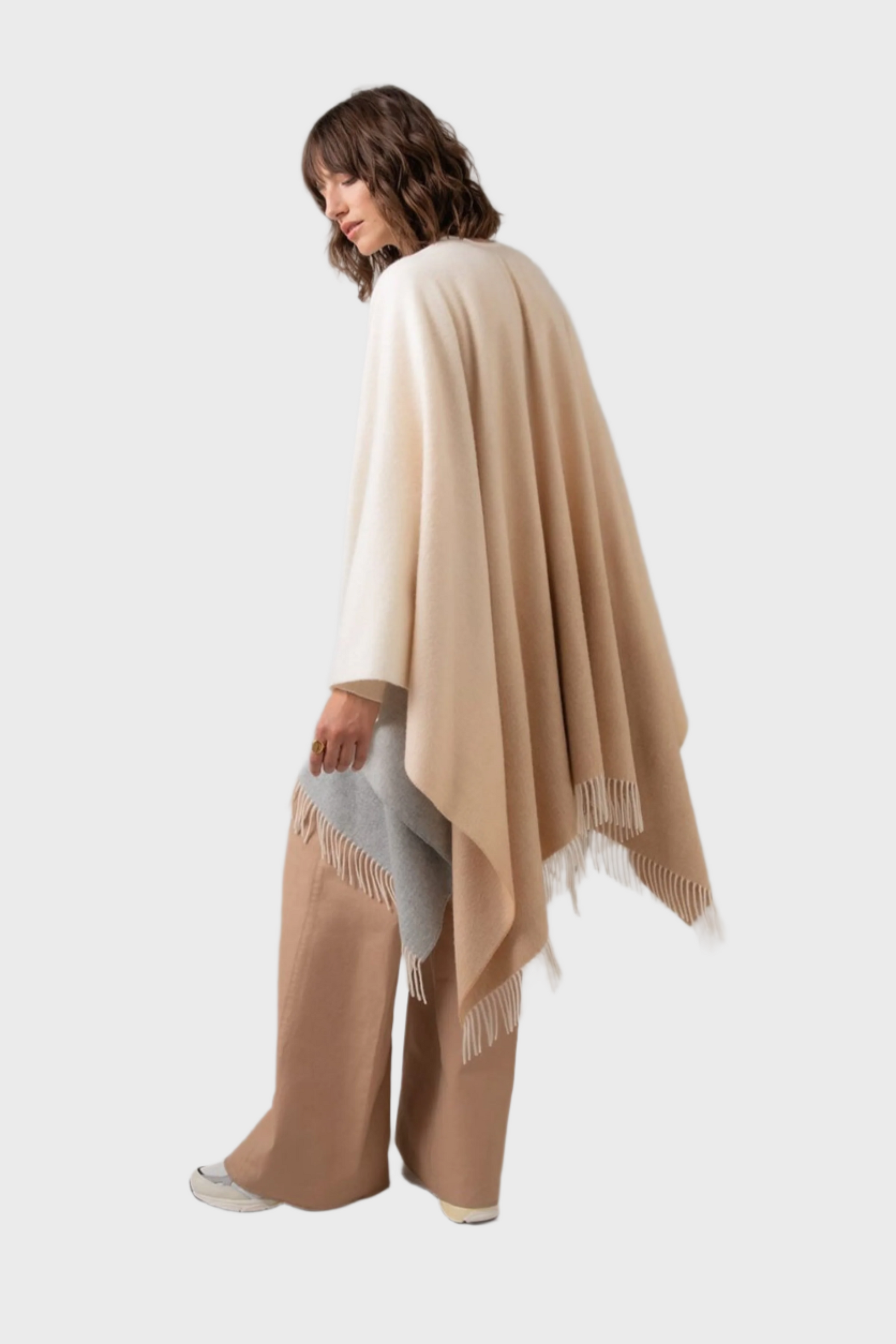 Johnstons of Elgin Ombré Cashmere Cape in Camel & Silver TA000360RU7374ONE