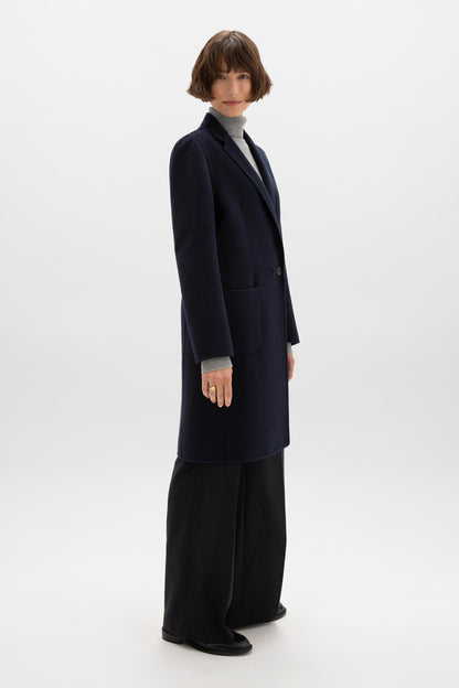 Johnstons of Elgin AW24 Women's Tailoring Navy Classic Cashmere Coat TA000520RU729106