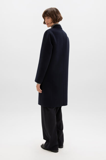 Johnstons of Elgin AW24 Women's Tailoring Navy Classic Cashmere Coat TA000520RU729106