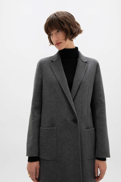 Johnstons of Elgin Women's Coats Mid Grey Classic Cashmere Coat TA000520RU7292