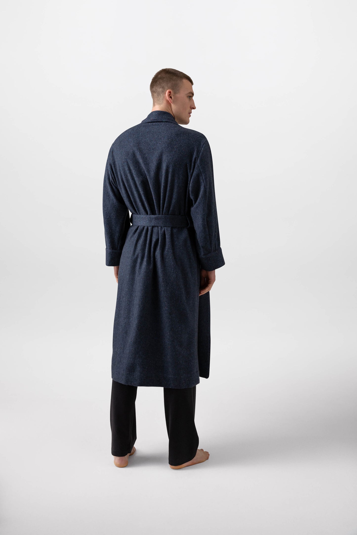 Johnstons of Elgin Men's Loungewear Navy Donegal Donegal Cashmere Dressing Gown TA000528RU7383